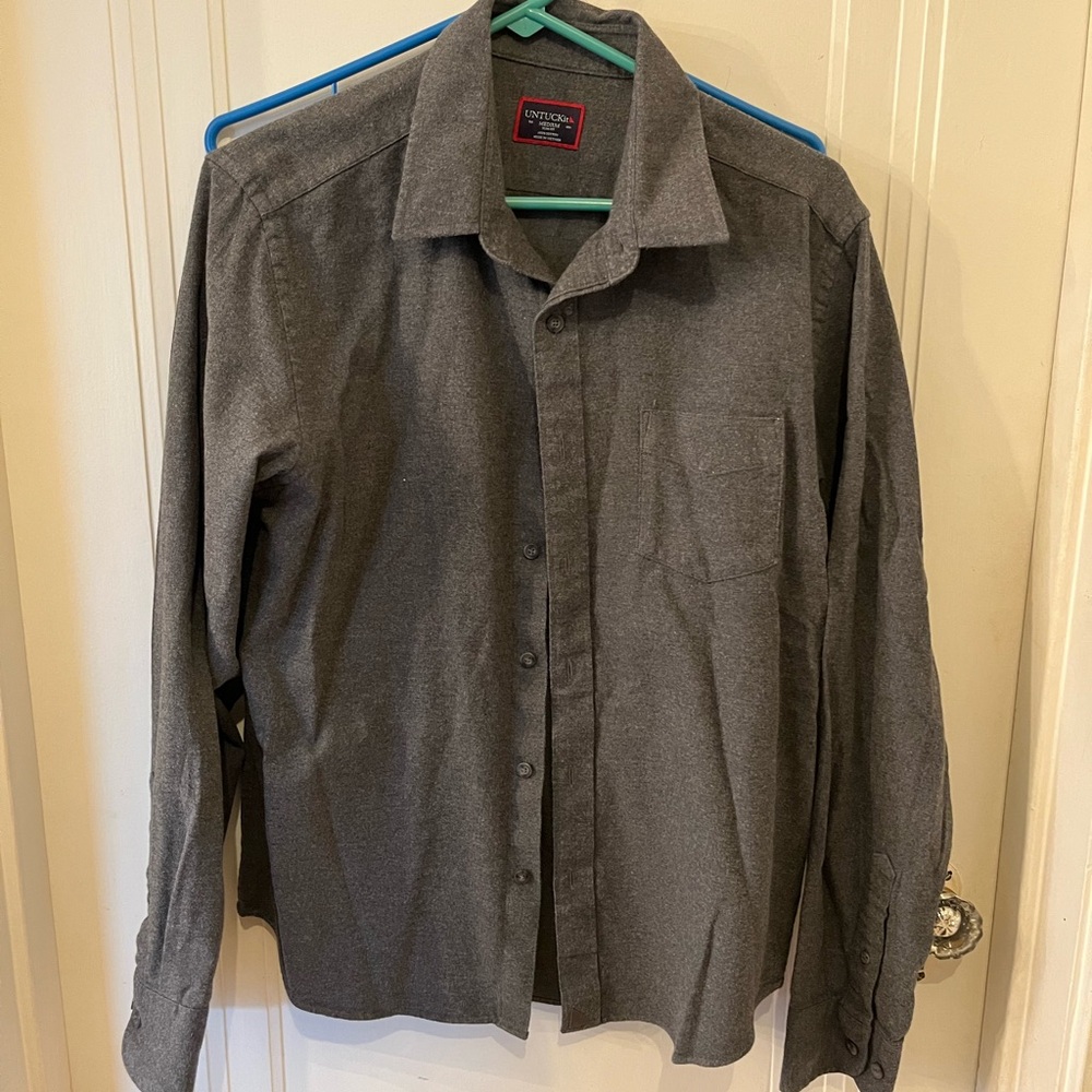 UNTUCKit Gray Casual Button Down  Flannel Shirt